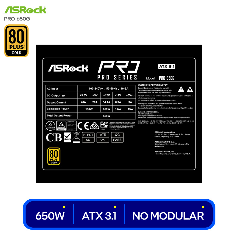 ASROCK 650W 80 PLUS ORO — vista 3