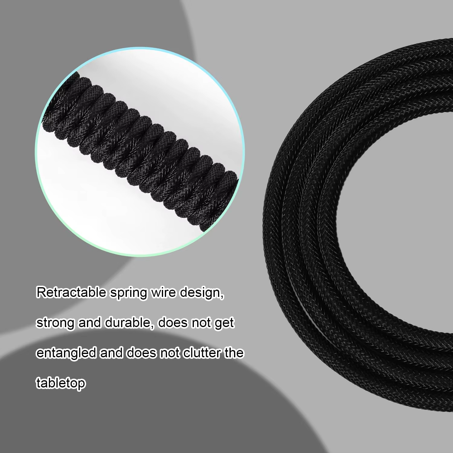 CABLE TECLADO TRENSADO ATTACK SHARK NEGRO — vista 3