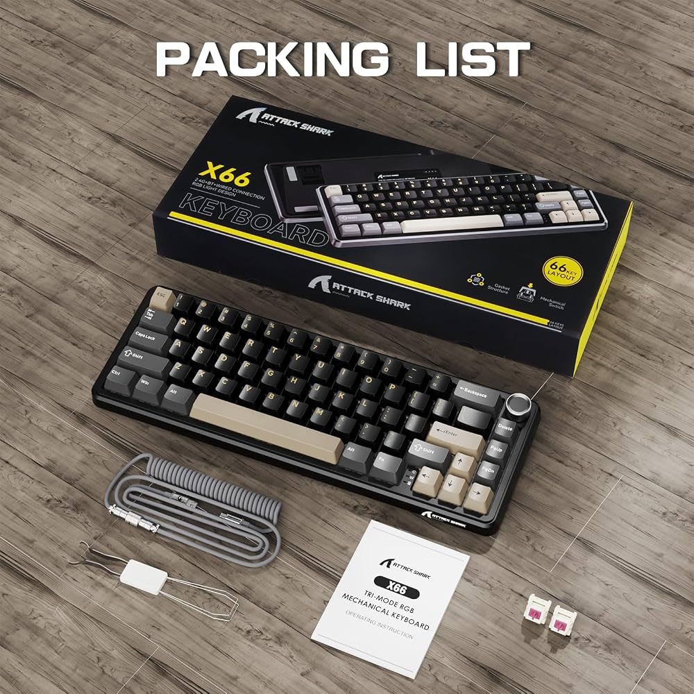 ATTACK SHARK X66 NEGRO CON CREMA — vista 3