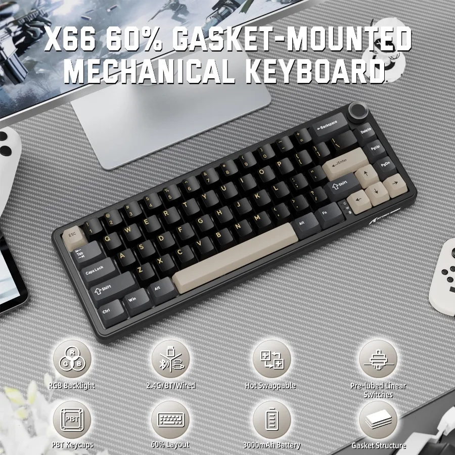 ATTACK SHARK X66 CREMA — vista 2